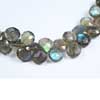 Fine Natural Blue Flash Black Labradorite Faceted Heart Briolette Drop Beads Strand Rondelles Length 7 Inches and Size 10mm to 11mm approx. 
